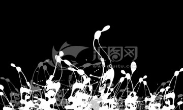 黑白裝飾畫 墨荷 合層