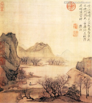 陸治 溪漁隱圖