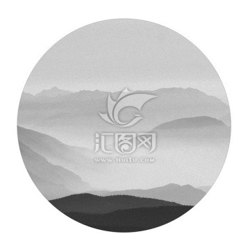 水墨山水裝飾畫 未分層