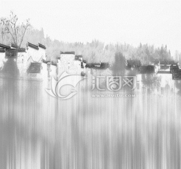 江南水鄉(xiāng)水墨畫 合層