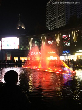 音乐喷泉 宁波夜景