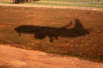 降落中飞机的影子