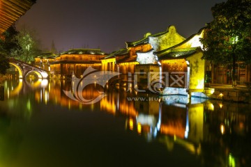 乌镇水乡夜景