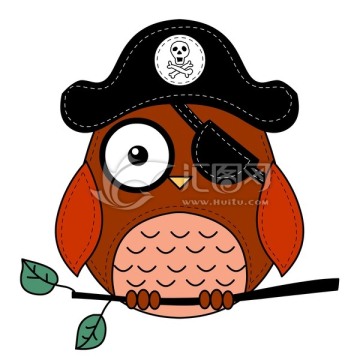 貓頭鷹 海盜獨(dú)眼龍 拼貼