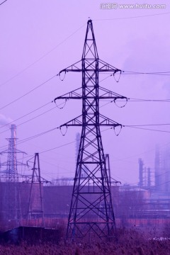 电塔 黄昏 工业生产 电力