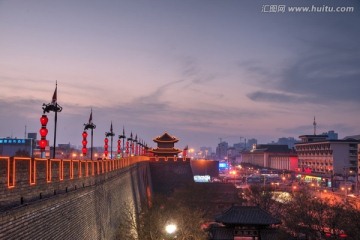 西安古城墙夜景