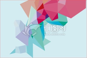 3D立體抽象三角形幾何線條壁畫