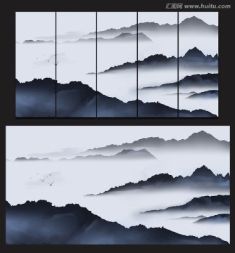 水墨山水裝飾畫(huà)