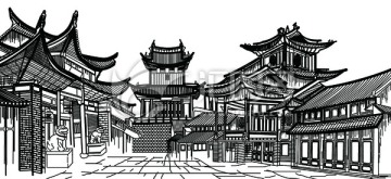 樓閣線稿