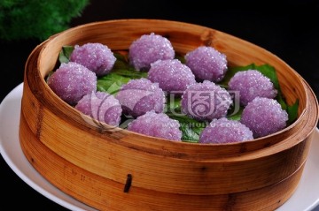 西米紫薯肉松球