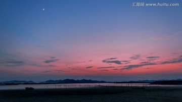 夕阳 极光 月亮