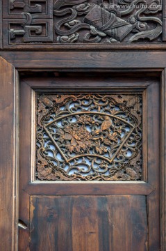 中式古建筑民居园林雕花木门窗