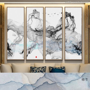水墨煙云裝飾畫 意境中國風(fēng)