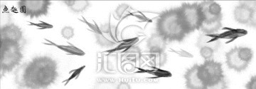 抽象水墨魚(yú)床頭畫(huà)裝飾畫(huà)