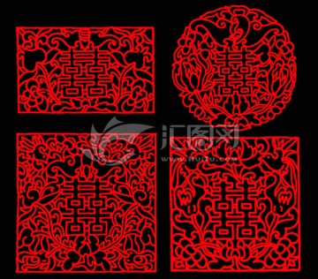 中国传统家具木刻纹饰 双喜字