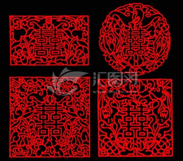 中國(guó)傳統(tǒng)家具木刻紋飾 雙喜字