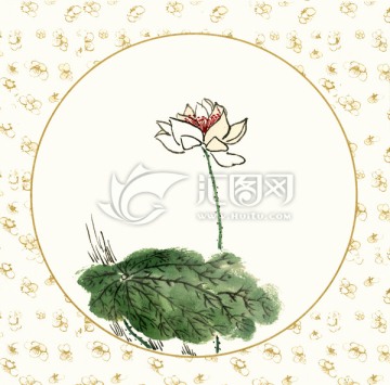 國畫荷花