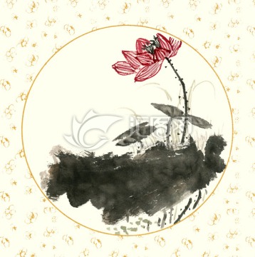 國畫荷花