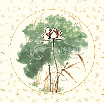 國畫荷花