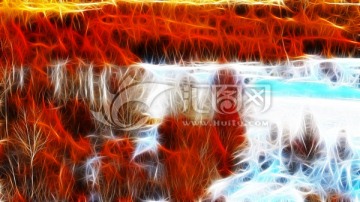 電腦畫 雪原紅樹林