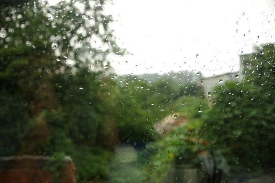 窗外玻璃窗水珠雨滴