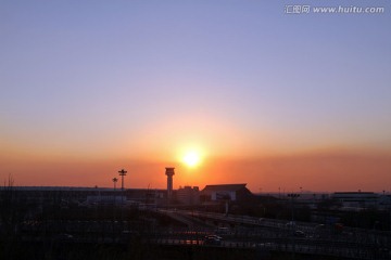 夕阳黄昏 沈阳机场全景