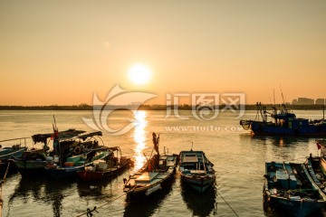 渔港渔船 渔村 港口 海湾海水