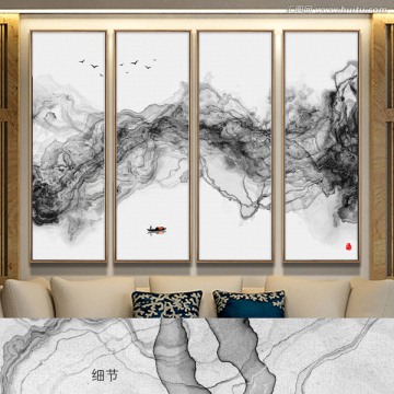 抽象意境水墨山水畫(huà) 新中式掛畫(huà)