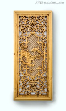 中式传统吉祥图案镂空木雕