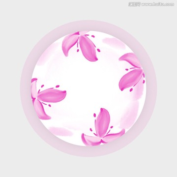 水墨花卉陶瓷花面設(shè)計(jì)