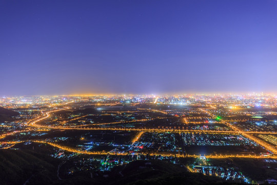 西山远眺北京城西城区夜景