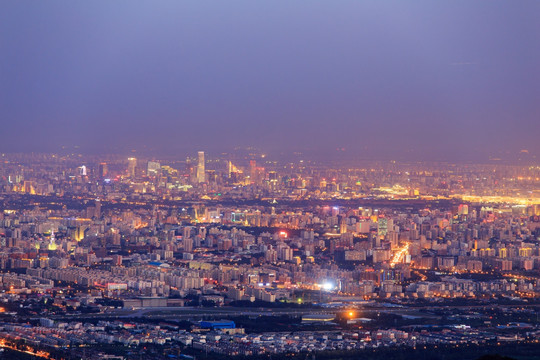 西山远眺北京城西城区夜景