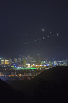 西山远眺北京城西城区夜景