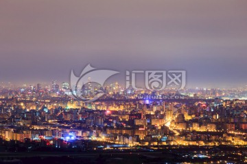 西山远眺北京城西城区夜景