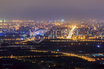 西山远眺北京城西城区夜景