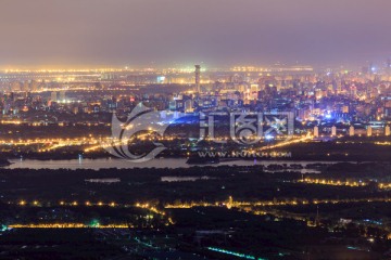 西山远眺北京城西城区夜景