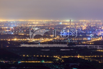 西山远眺北京城西城区夜景