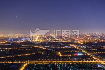 西山远眺北京城西城区夜景