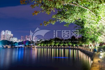 城市水边夜景