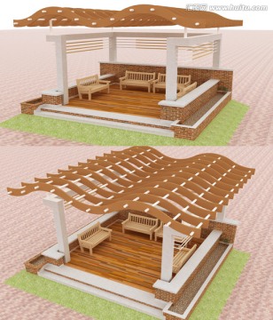 休閑廊架模型設(shè)計