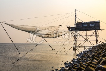 东海海堤湿地鱼网