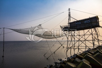 东海海堤湿地捕鱼木屋 东海海堤