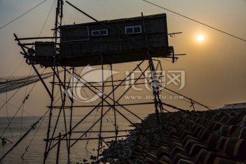 东海海堤湿地捕鱼木屋 东海海堤