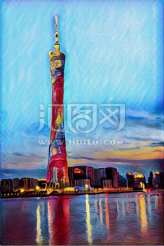 廣州塔油畫(huà)