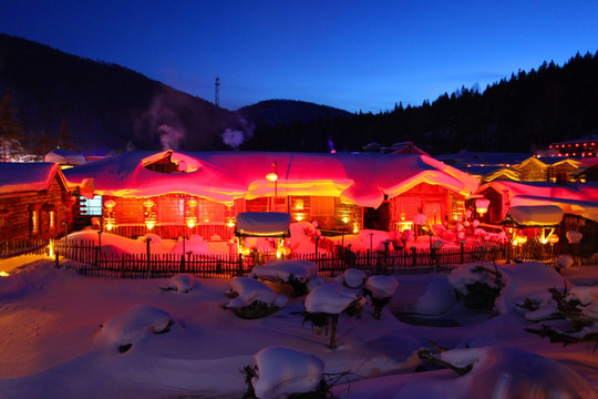 雪乡 夜景 雪景 东北