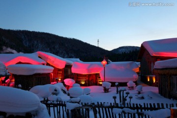 雪乡 夜景 灯光