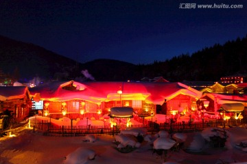 雪乡 小屋 夜景 风景 雪景