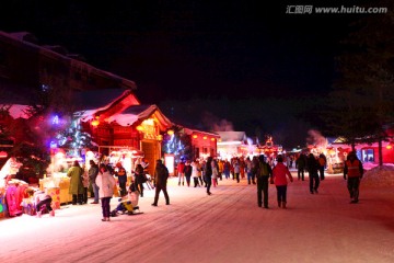 雪乡 夜景 灯光