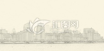 上海外滩线描