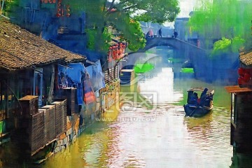 江南水鄉(xiāng)油畫